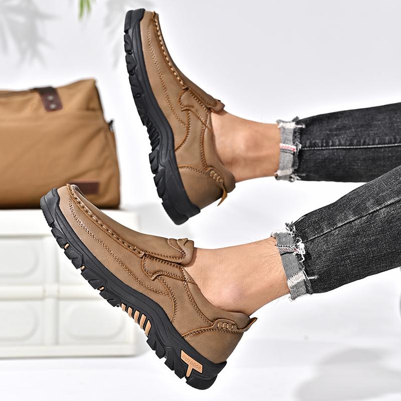Men Thick Bottom Casual Shoes Genuine Leather Mens All-match Loafers Classic Men Shoes for Wedding 2024 New Mens Slip On Flats