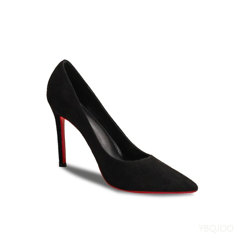 New Suede Women's Slim Heeled Shoes Sexy Pointed High Heels Red Sole Light Mouth Single Shoes Ladies Elegant Pumps Zapatos Mujer
