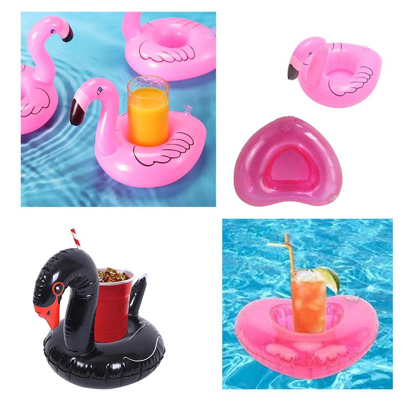 Inflatable Beverage Coaster in The Shape of A Flamingo Reusable Swimming Pool Float Toy Cute Decoration for Birthday Parties