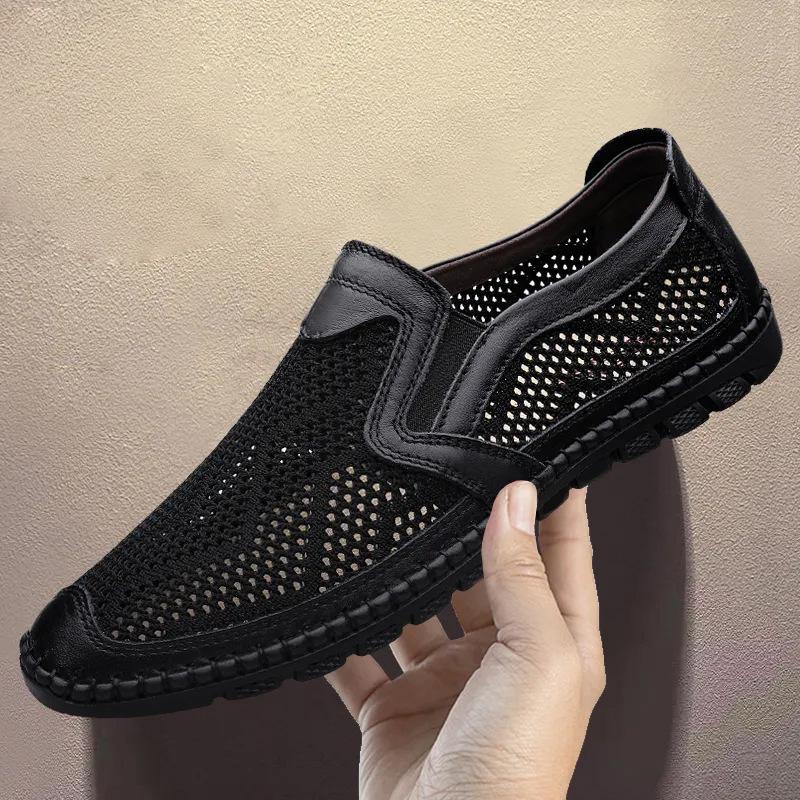 Men s Breathable Mesh Slip-On Summer Sandals - Lightweight, Non-Slip, Soft Sole Casual Shoes 45