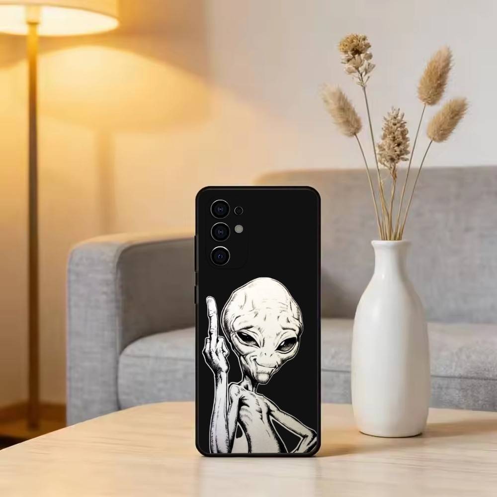 F-Funny A-Alien Phone Case Black Silicone Soft For Samsung S25,S24,S21,S22,S23,S30,Ultra,S20,Plus,Fe,Lite