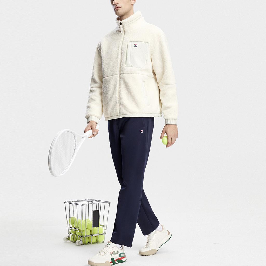 FILA Logo Print Tennis Fleece Jacket Men Jackets Asparagus-White A11M343502F-IV