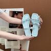 Stylish and simple versatile strap bow with open-toed cool slippers women's 2025 summer new flat-bottomed slippers