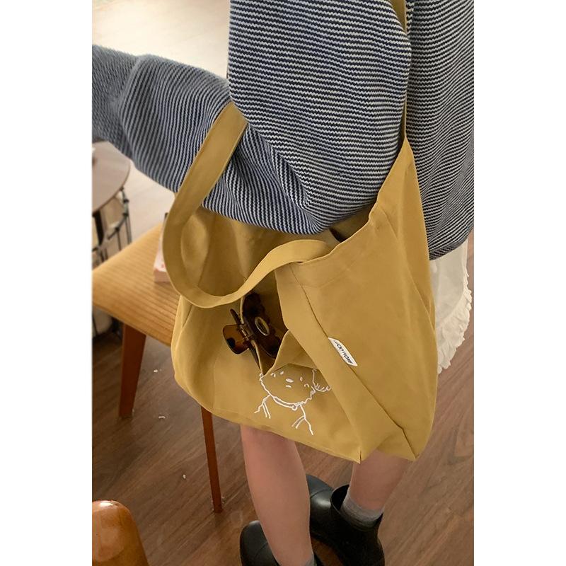 Lässige Lazy Wind Canvas Tasche literarische Nische Achseltasche 22 neue einfache bedruckte Schulter Tragetasche
