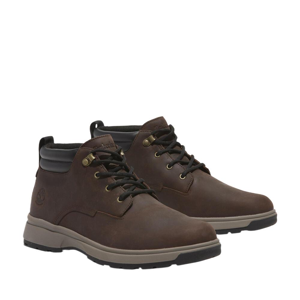 Timberland Chukka Leather Waterproof Durable Comfortable Simple Trendy Versatile Short Outdoor Boots Men boots Brown TB1A5SAMW01