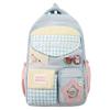 Plaid Backpack Junior High School Student Lightweight Schoolbag Color Block Large Capacity Backpack