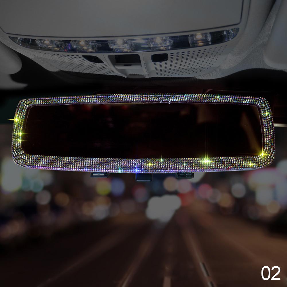 New Rhinestone Car Rearview Mirror Car Charm Bling Rearview Mirror Cover for Girls Pink Auto Accessories Interior for Woman