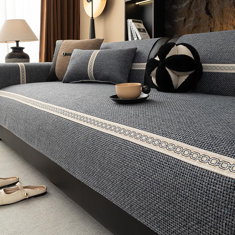 New Sofa Cushion Solid Color Four-Season Universal Light Luxury High-Grade Straight Non-Slip Leather Seat Cushion Cover Cover Towel