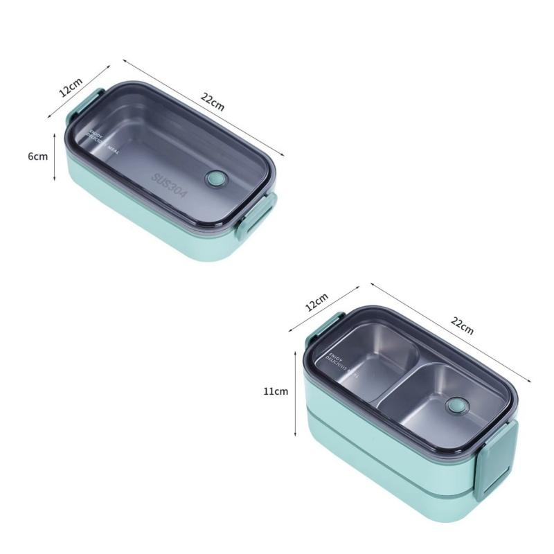 304 Stainless Steel Lunch Box for Adults Kids School Office 1/2 Layers Microwavable Portable Grids Bento Food Storage Containers