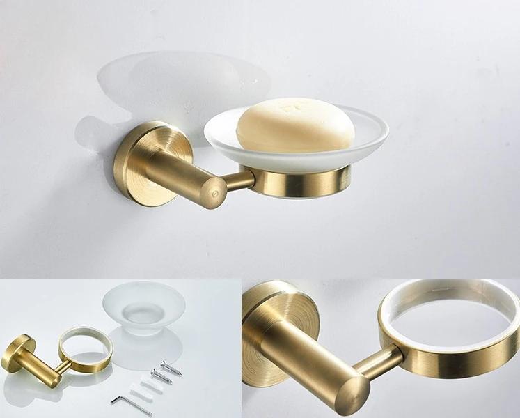 304 Stainless Steel Brushed Gold Towel Rack Ring Bathroom Bath Towel Rack Bathroom Accessorie Toilet Paper Holder