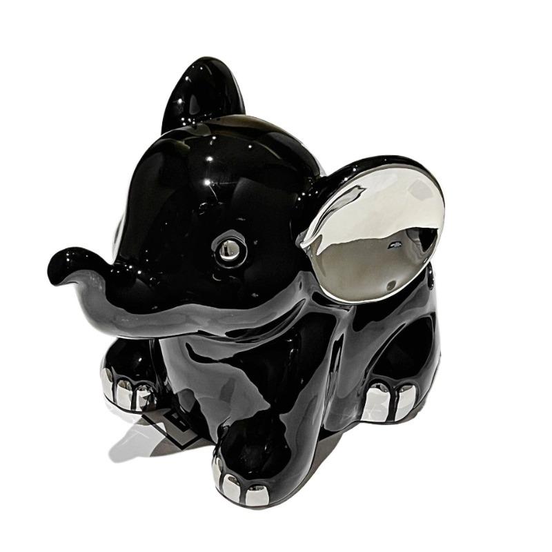 Black White Ceramic Tissue Box Elephant Paper Box Kitchen Dining Table Napkin Box Living Room Coffee Table Decoration Ornaments