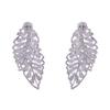 Elegant Zirconia Leaf Earrings: Versatile Front & Back Studs for Women, Luxury Style