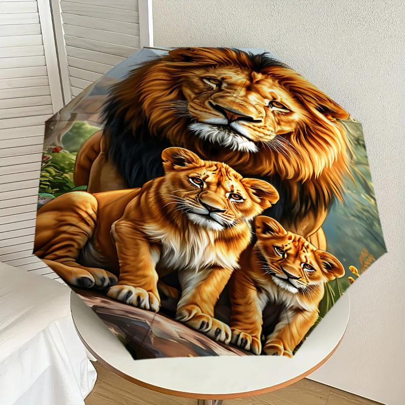 1PC lion cub Automatic Open/Close Umbrella with Windproof, 8-Rib Sturdy Canopy, Durable Ribs, Fashionable Design1235A