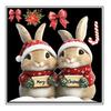 Merry Christmas Rabbit Window Cling Removable Waterproof Santa Hat Couple Bunny Static Glass Sticker Holiday Party Decoration Decal