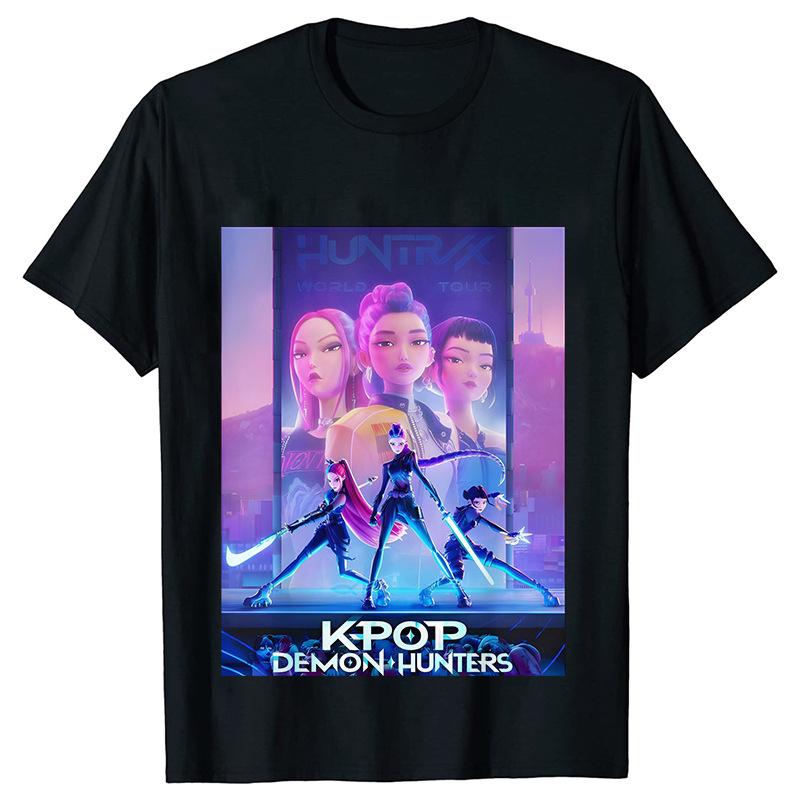 Movie KPop Demon Hunters Graphic Print T-shirt Rumi Mira Zoey Tshirt Saja Boys T Shirts Men's Women's Fashion Trend Streetwear