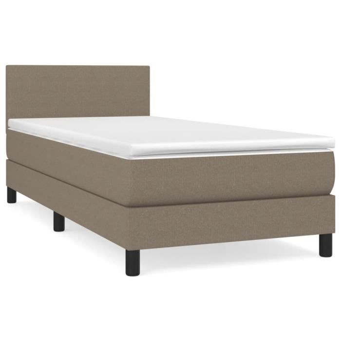 3139861 vidaXL Lit à sommier tapissier avec matelas Taupe 90x190 cm Tissu