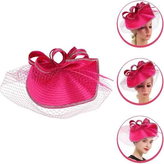 YARNOW Fascinator Hat for Women 1920s Vintage Cocktail Tea Party Headband Pink Mesh Material Special Occasion Accessories