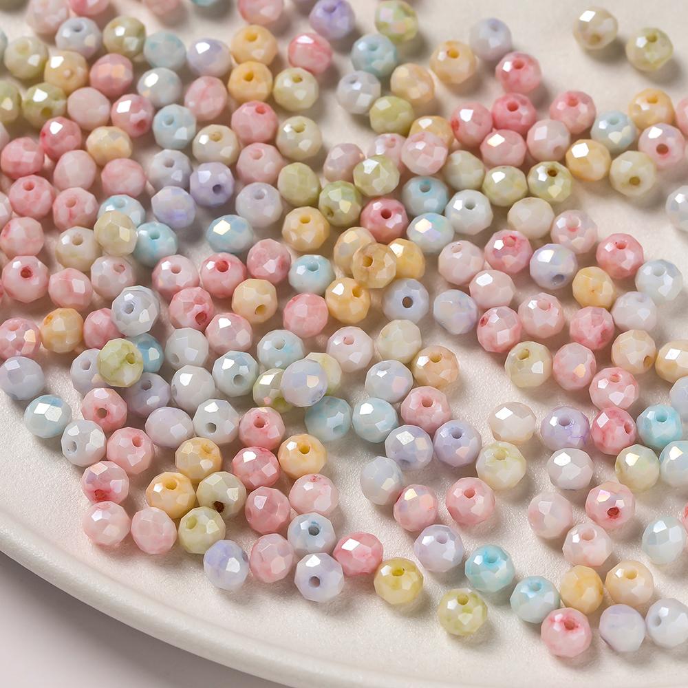 40pcs 6mm Glass Faceted Flat Round Beads Loose Spacer Beads for DIY Craft Necklace Bracelet Jewelry Making Accessories