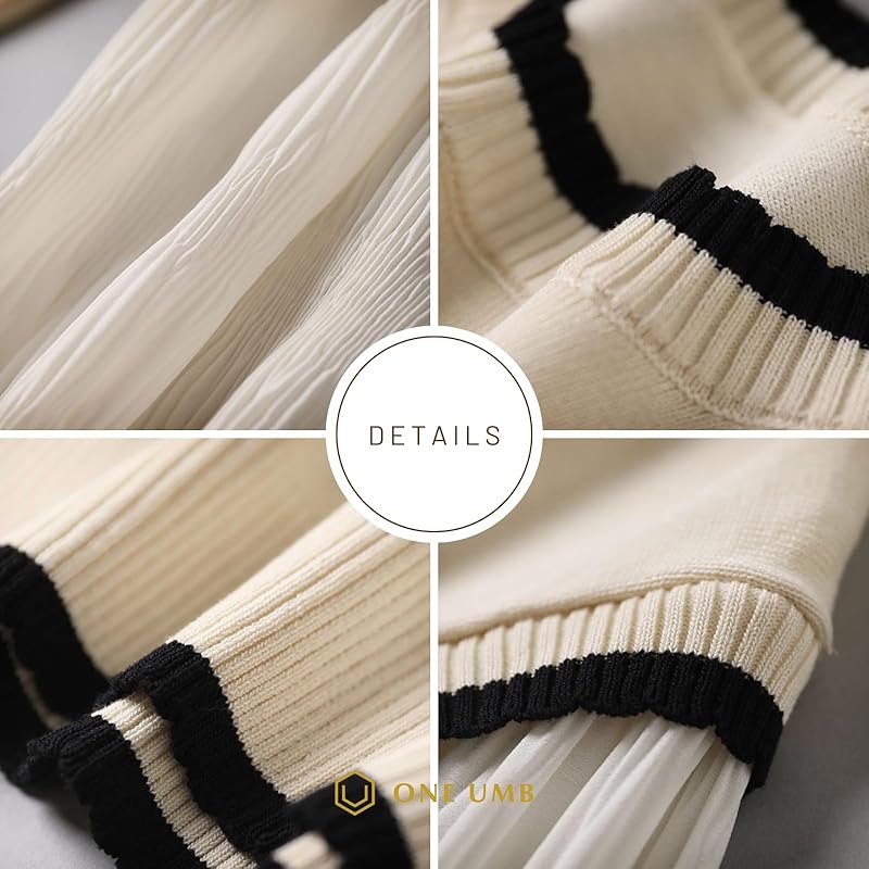 [one Anbu] Border Sweater Ladies Puff Sleeves Knit Puff Sleeve Knit Sheer Blouse Spring Black Docking Knit Puff Sleeves Transparency Black