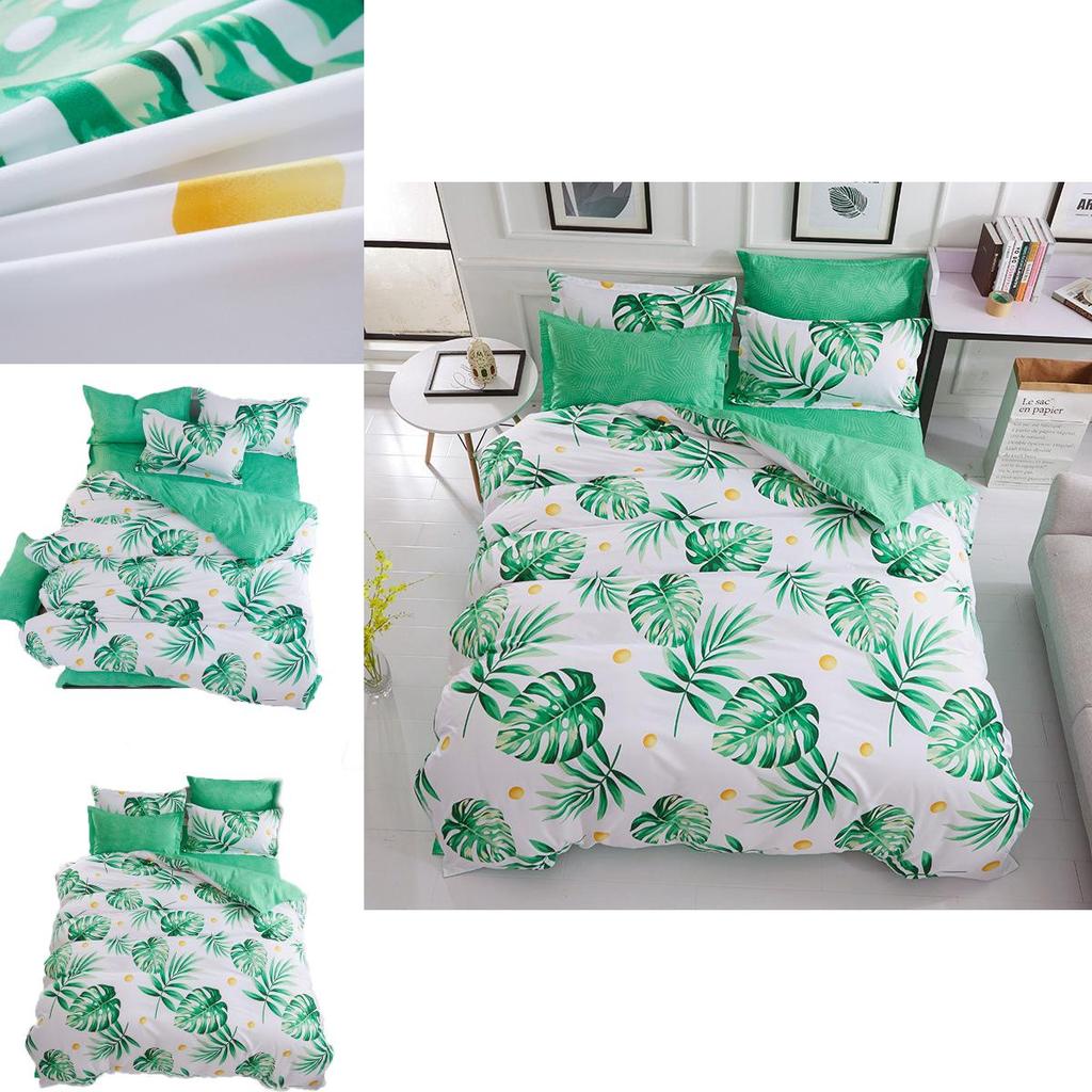 Ultra-soft Tropical Leaf Quilt Cover Doona Cover Duvet Cover Bedding Set Single Double King