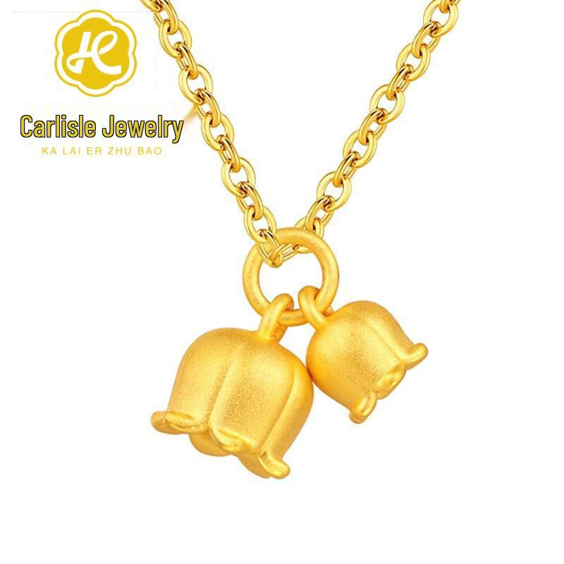 Shuibei 999 Fine Gold Slim Waist Necklace: 3D Hard Gold Women's Pendant Charm, Popular Live Broadcast Hot Seller.