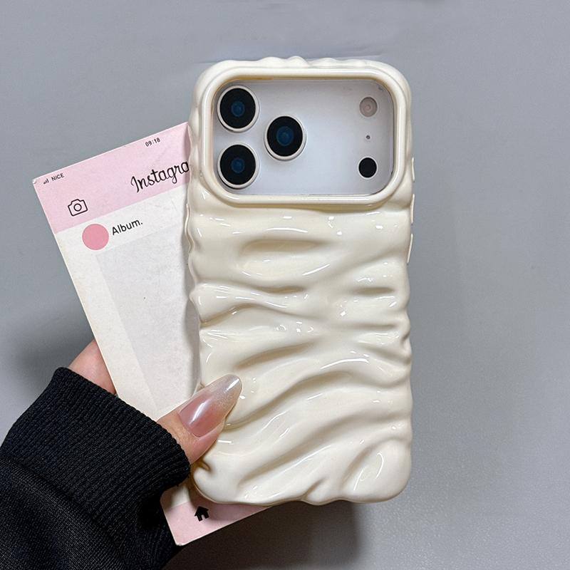 

Простий Популярний 3D Кремовий Текстурний Чохол для Телефону Для iPhone 17 Pro Max 16 15 14 Plus 13 Глянцевий ТПУ Задня Кришка Корпус iPhone 15 Plus білий
