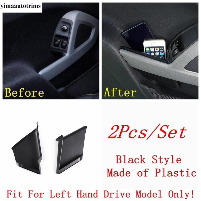 Car Door Handle Armrest Tray Storage Box Organizer Stowing Tidying For Smart Fortwo 451 2009 - 2015 Black Interior Accessories