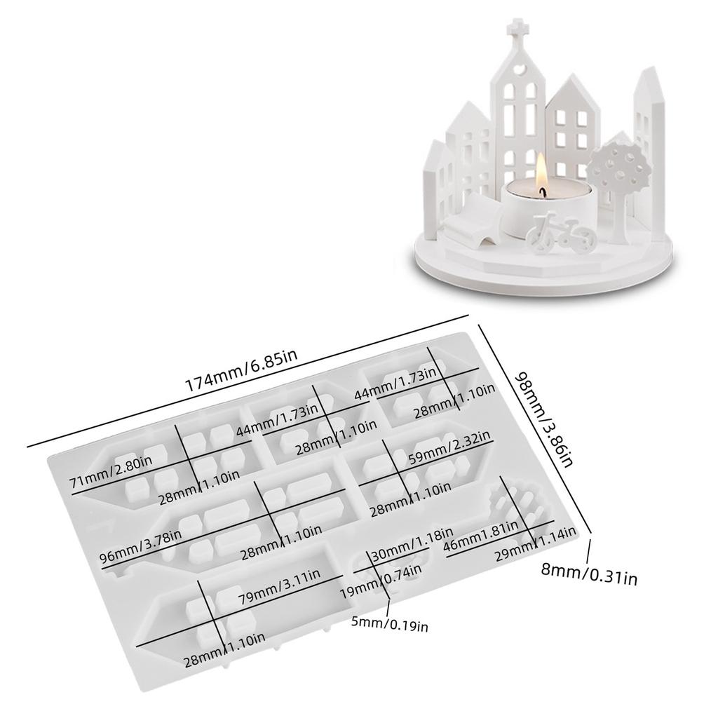 Design dutého domu Svícen na čajovou svíčku Silikonová forma Kutilské ozdoby na zámek Sádra Forma na lití pryskyřice Domácí dekorace Vánoční dárky