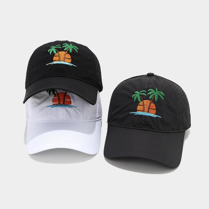 Coconut Tree Embroidery Baseball Cap Quick Dry Breathable Beach Sun Hat Water-Repellent Summer Sport Cap Women Men Unisex
