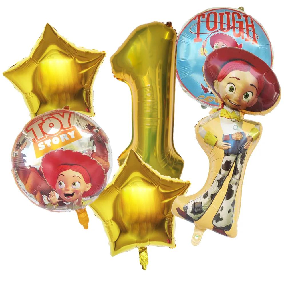 6pcs Toy Story Foil Balloons Buzz Lightyear Woody Birthday Party Decorations Kids Ballon Baby Shower Aluminum Film Balloon Round Sensory Compression