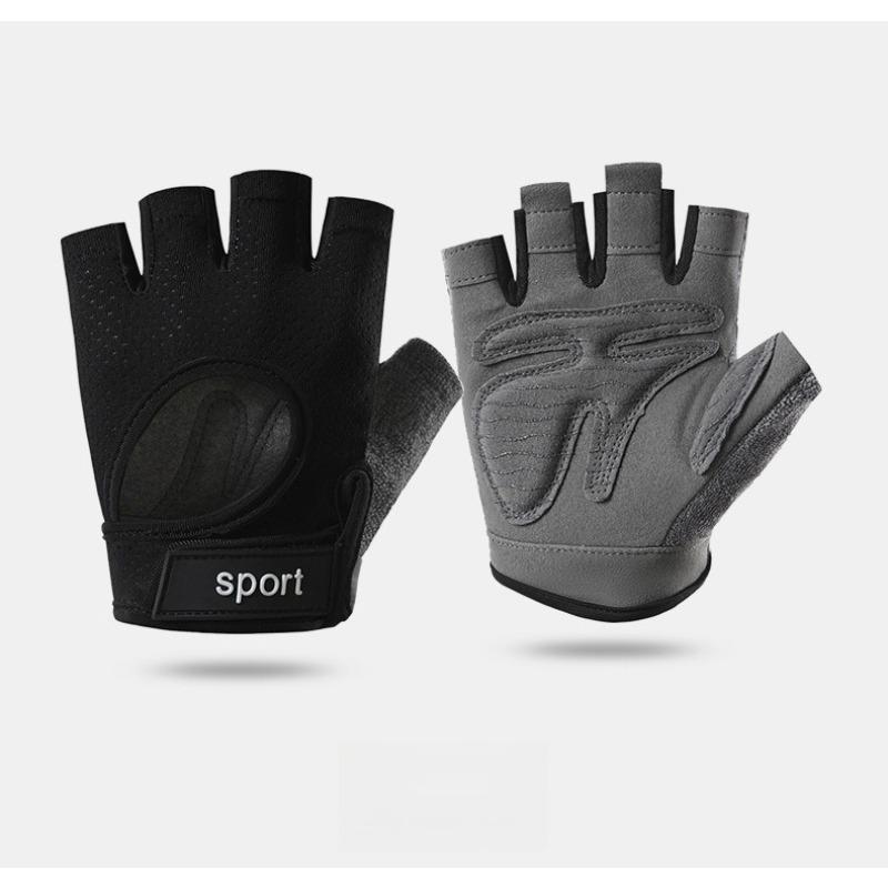 Fitness Half Finger Gloves Equipment Training Anti Slip Wear Resistant Breathable Dynamic Cycling Outdoor Sports S чёрный