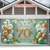 2D Neutral 70th Birthday Backdrop, Mint Green & Gold Balloon Decor Banner