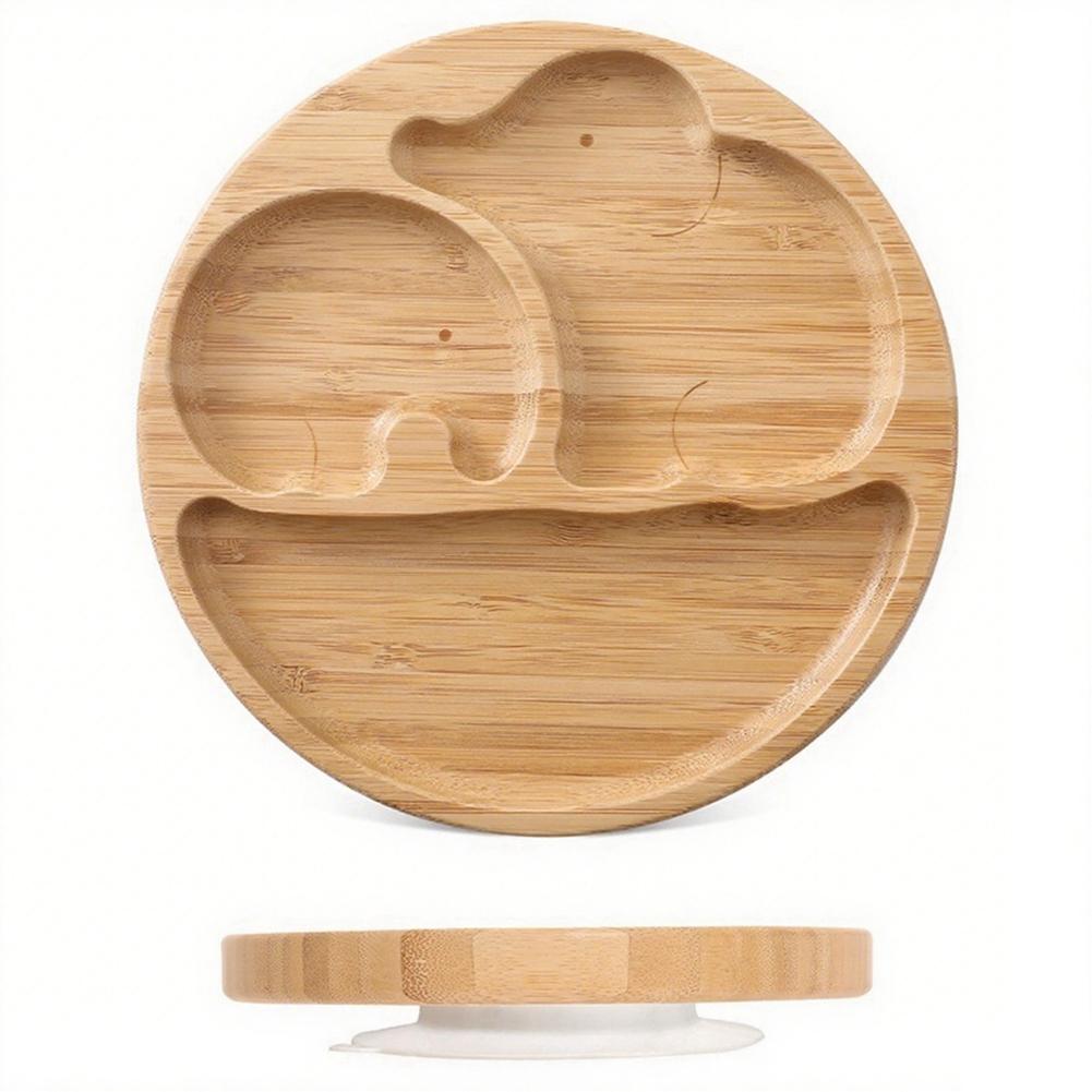 Creative Wood Color Bamboo Compartmentalized Dinner Plate Food Tray