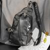 Men Chest Bag Waterproof Faux Leather Crossbody Bag Travel Sling Backpack for Camping Bag Casual Sling