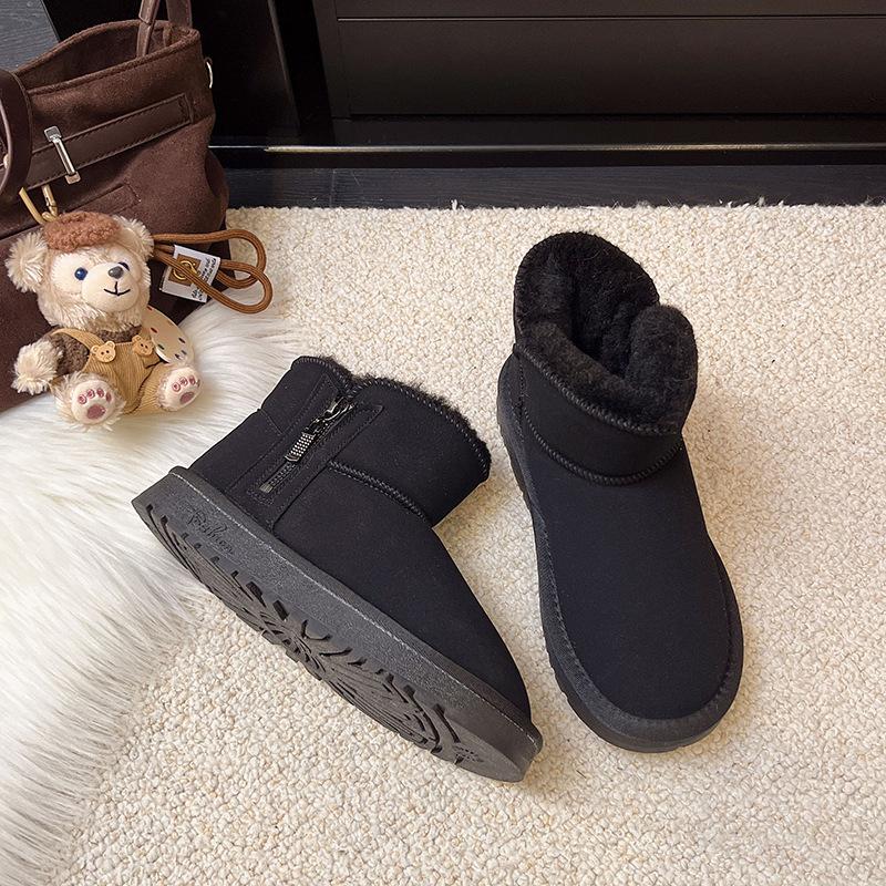 Fleece warm winter cotton boots women's waterproof new outdoor cotton shoes warm fleece thickened fashion non-slip bread boots