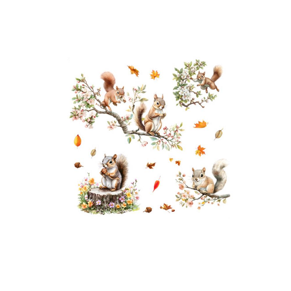 Squirrel Wall Sticker: Removable Self-Adhesive Art for Living Room, Bedroom, or Entrance