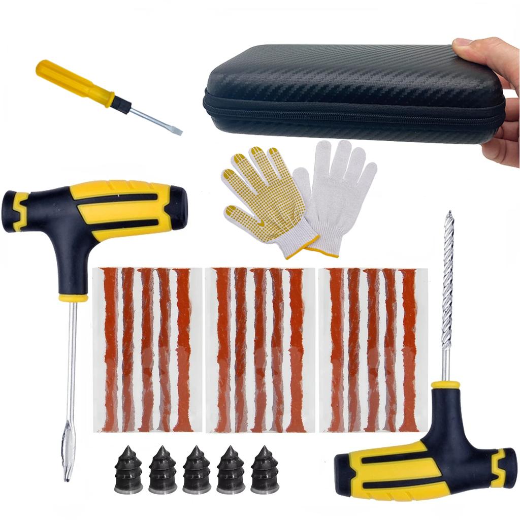 Car Motorcycle Tire Repair Kit Puncture Plug Tools Tyre Puncture Emergency for Tire Strips Stirring Glue Repair Tool Kit