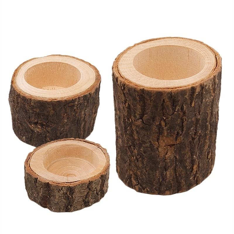 New 3 Pcs Novelty Wooden Candle Holder Tree Branch Shape Candle Stick Home Decoration