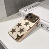 Lucky Start Phone Case For iPhone 17 16 15 14 13 12 11 Pro Max 16E Gold Electroplated glass shell  Leopard Print Stars Cover