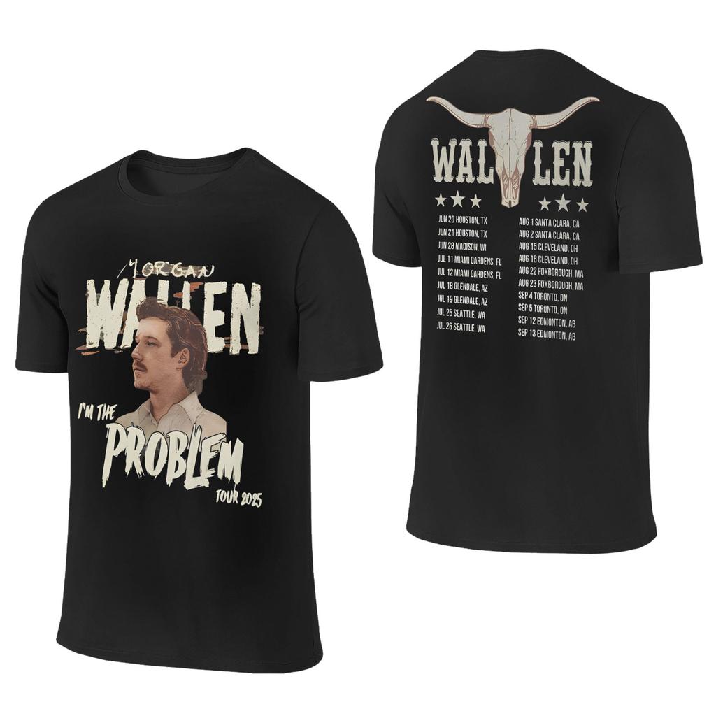 Pánské Dámské Tričko z turné country hudby Morgana Wallena Pokud jsem problém Ležérní trička s kulatým výstřihem Oboustranné Oblečení nadměrných velikostí