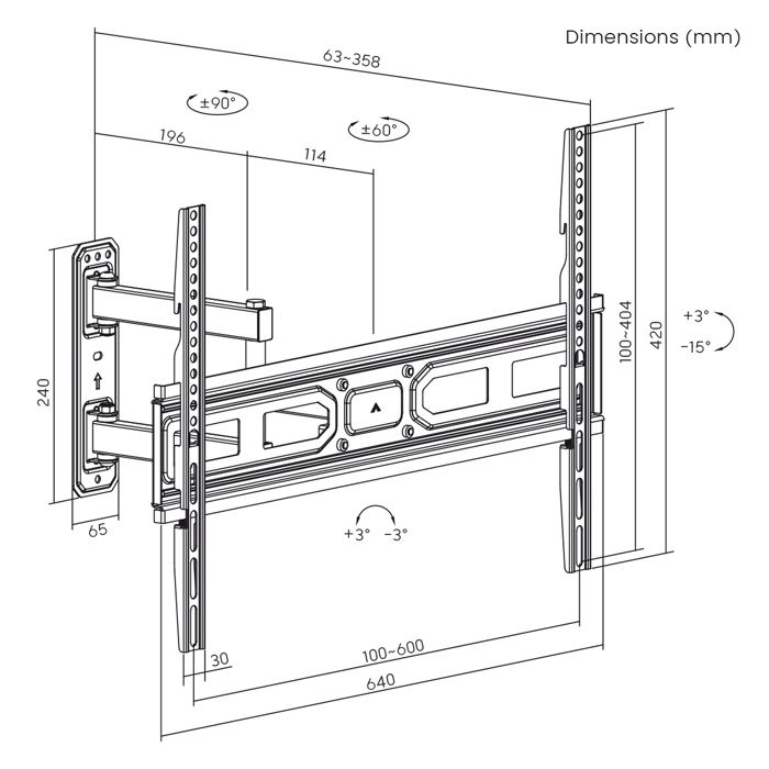 Support TV - Maclean - MC-798N - Inclinable - VESA 600x400 - Charge Max 35kg