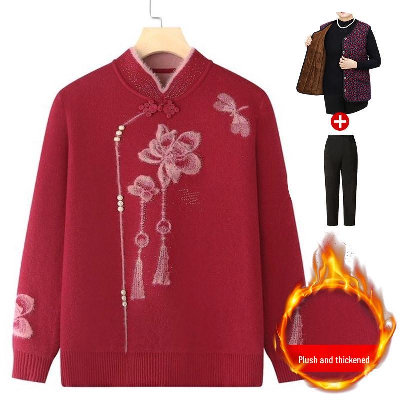 Damen Herbst/Winter Strickpullover - Gemütliche Samtgefütterte Strickjacke für Mütter