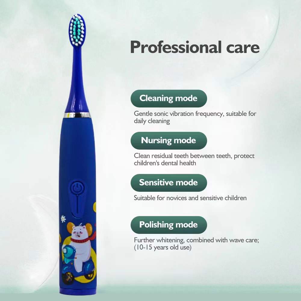 Children's Electric Toothbrush Kid Cartoon Ultrasonic Sonic Electric Toothbrush with 5 Replacement Heads Electric Brush Children