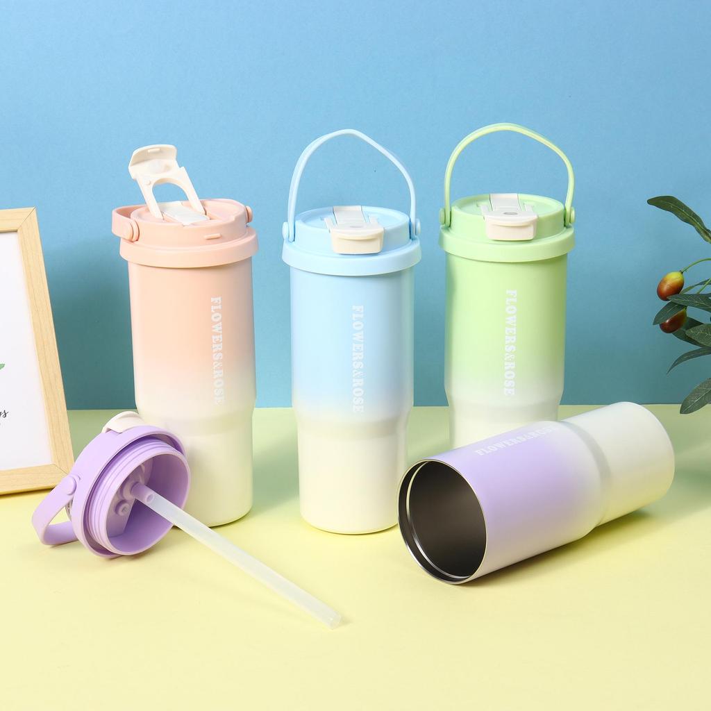 Stylish 316 Stainless Steel Insulated Cup - Portable Sports Water Bottle & Dual-Drink Straw for Outdoor Use
