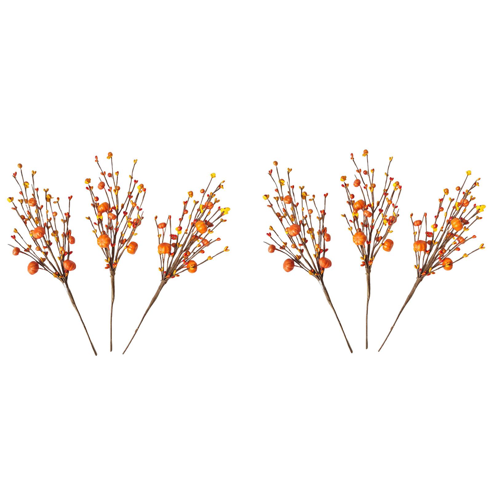 

Осенние искусственные ягодные стебли 6 шт. Ягодные пики Ветки Осенние оранжевые стебли Цветочные композиции с искусственной тыквой для Дня благодарения Домашняя ваза Фестиваль One Size