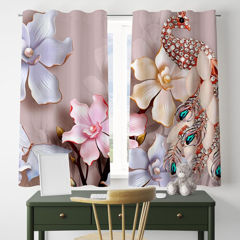 2szt. Kwiatowe wzory zasłony dekoracyjne zasłony okienne osłony okienne do sypialni salonu dekoracja domu dekoracja pokoju