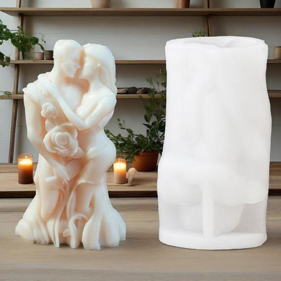 DIY Valentine's Day Silicone Mold Couple Embracing Heart Shape Mold for Aromatherapy Candles Plaster