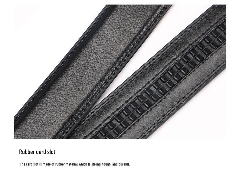 Men's Casual Anti-Pull 3.5 Automatic Buckle Two-Layer Cowhide Belt