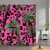 1 st Duschdraperi med tropiskt leopardtryck - Livfullt rosa djungelpalmmönster med exotiska prickar, Djärvt polyestertyg 70x70 tum