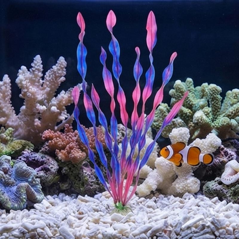 Pack Of 10 Aquarium Landscape Realistic Spirals Water Plant With Ceramic Base For Fishtanks Decoration Safe for Fish